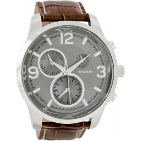OOZOO Timepieces 50mm Croco Brown Leather Strap C7452